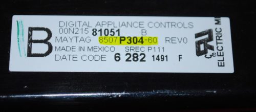 Part # 8507P304-60 Magic Chef Oven Electronic Control Board (used, overlay fair - Dark Gray)