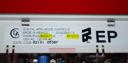 Part # 6610313, 8522477 Whirlpool Oven Electronic Clock Control Board (used, overlay fair - black)