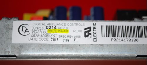Part # 8507P154-60 Maytag Oven Electronic Control Board And Clock (used, overlay fair)