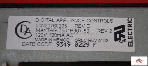 Part # 7601P607-60 | 74004542 - Maytag Oven Board (used, overlay very good - Black)