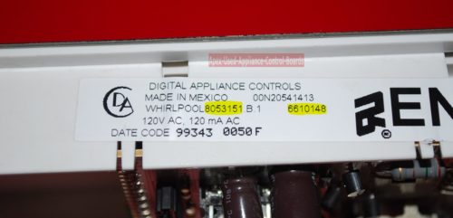 Part # 6610148, 8053151 Whirlpool Oven Electronic Control Board (used, overlay fair)