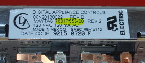 Part # 7601P553-60, 74003683 Maytag Oven Electronic Control Board (used, overlay good)