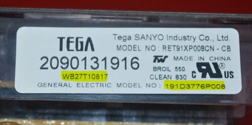Part # WB27T10817, 191D3776P008 GE Oven Electronic Control Board (used, overlay good - White)
