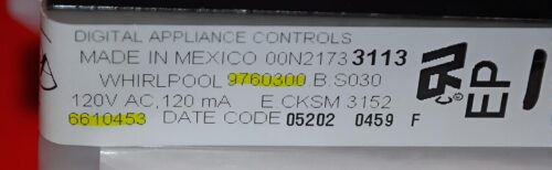 Part # WP6610456 | 6610453 | 9760300 | Whirlpool Oven Control Board (overlay fair - Black)