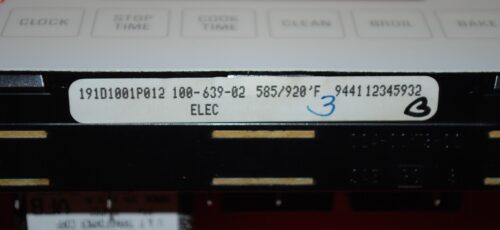 Part # 191D1001P012, WB27K5140 GE Oven Electronic Control Board (used, overlay good - Yellow/White)