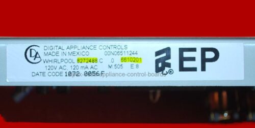 Part # 6610201, 8272488 - Whirlpool Oven Control Board (used, overlay good)