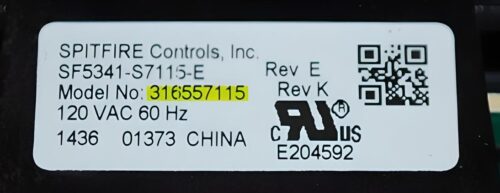 Part # 5304509493 |316557115 | Frigidaire Oven Control Board (overlay fair - Black)