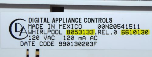 Part # 6610130 | 8053133 | Whirlpool Oven Control Board (overlay fair - Black)