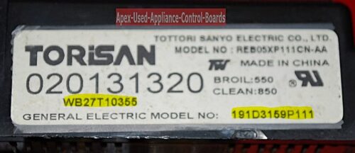 Part # WB27T10355 | 191D3159P111 | GE Oven Control Board (overlay fair - Black)