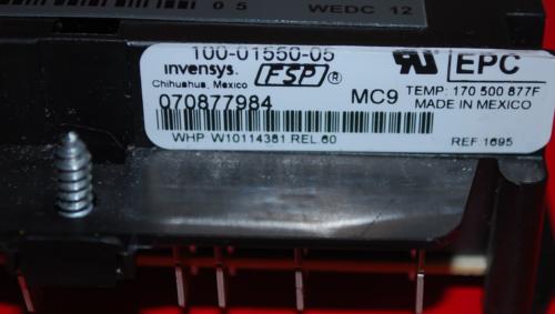 Part # W10114381 - Whirlpool Oven Control Board (used, overlay very good - Black)