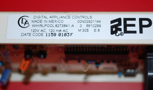 Part # 8273841 | 6610289 - Whirlpool Oven Control Board (used, overlay fair - Bisque)