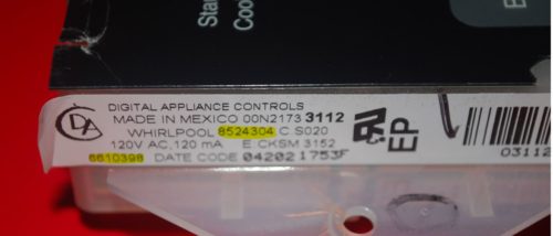 Part # 6610398, 8524304 Whirlpool Oven Electronic Control Board (used, overlay fair)