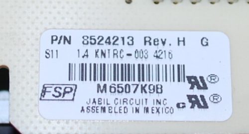 Part # 8524213 - Kenmore Oven Control Board (used, overlay fair - Black)