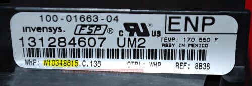 Part # W11122555 | W10348615 | Whirlpool Control Board (overlay fair - Black)