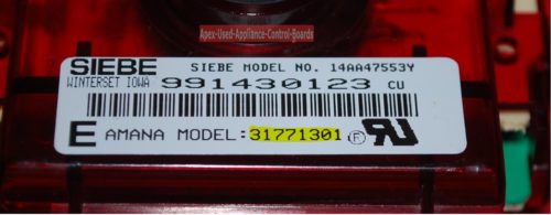 Part # 31771301 Amana Oven Electronic Control Board (used, overlay good)