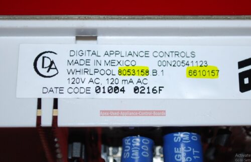 Part # 8053158, 6610157 Whirlpool Oven Electronic Control Board (used,overlay good)