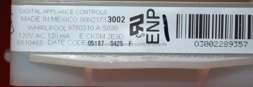Part # 9760310, 6610463 - Whirlpool Oven Electronic Control Board (used, overlay fair)