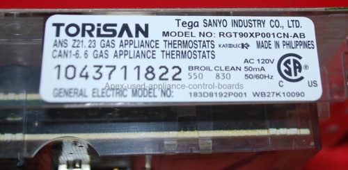 Part # WB27K10090 - GE Gas Oven Control Board (used, overlay good - Bisque)