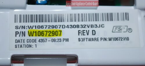 Part # W10672907 | Kenmore Washer Control Board
