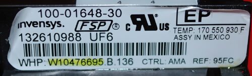 Part # WPW10476695 | W10476695 | Whirlpool Oven Control Board (overlay good - Black)
