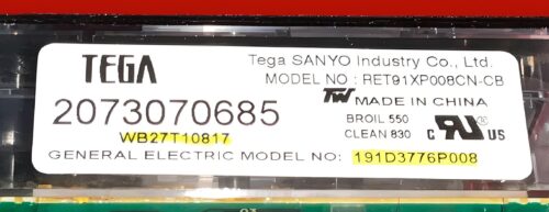 Part # WB27T10817 | 191D3776P008 | GE Oven Control Board (overlay fair - Black)