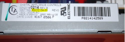 Part # 8507P154-60 | 12001661 Maytag Oven Control Board (used, overlay good - Bisque)