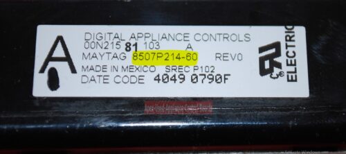 Part # 8507P214-60 Maytag Oven Control Board (used, overlay good - White)