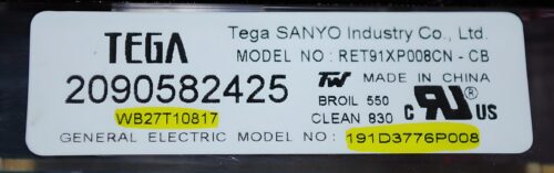 Part # WB27T10817 | 191D3776P008 | GE Oven Control Board (overlay good - Black)