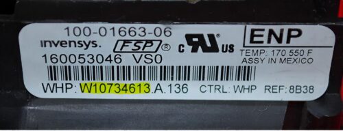 Part # W11122560 | W10734613 | Whirlpool Oven Control Board (overlay fair - Dark Gray)