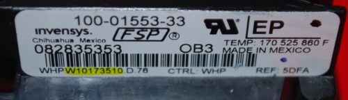 Part # W10173510 - Whirlpool Oven Electronic Control Board (used, overlay very good - White)