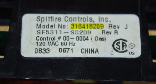 Part # 316418209 Frigidaire Gas Oven Electronic Control Board (used, overlay good)