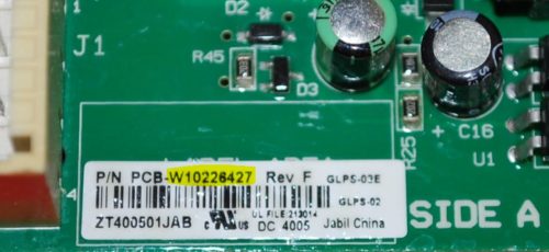 Part # W10226427 Whirlpool Refrigerator Electronic Control Board (used)