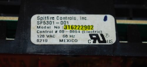 Part # 316222902 Frigidaire Oven Control Board And Clock (used, overlay good)