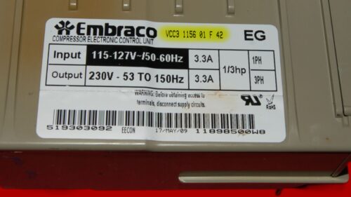 GE Refrigerator Compressor Control Unit VCC3 1156 01 F 42 | OEM Used Tested