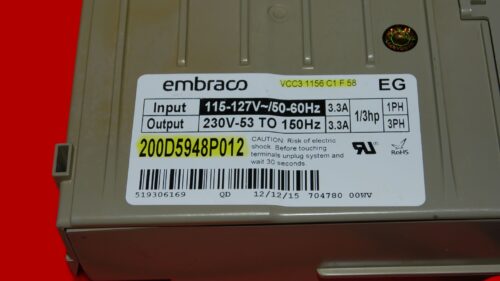 Part # VCC3 1156 C1 F 58 | 200D5948P012 | GE Refrigerator Compressor Control Unit