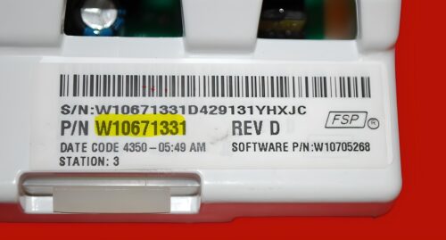 Part # W10671331 | Whirlpool Washer Control Board