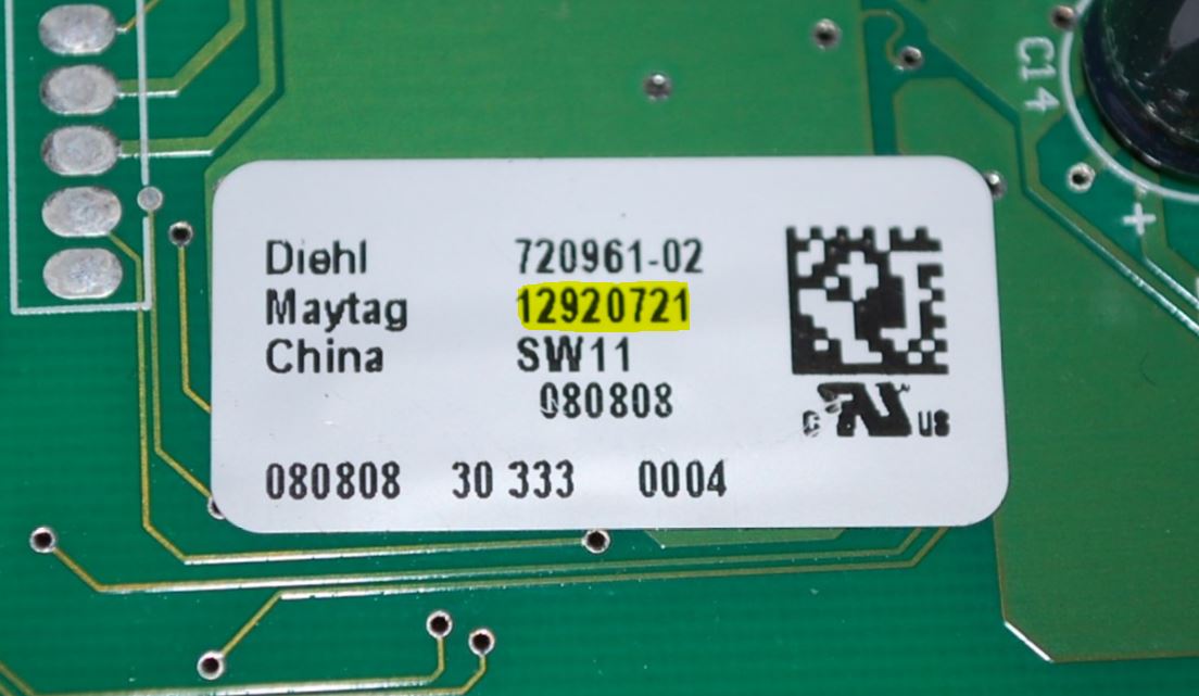 Part 12920721 89 Maytag Refrigerator Control Board (program code 2012 used)