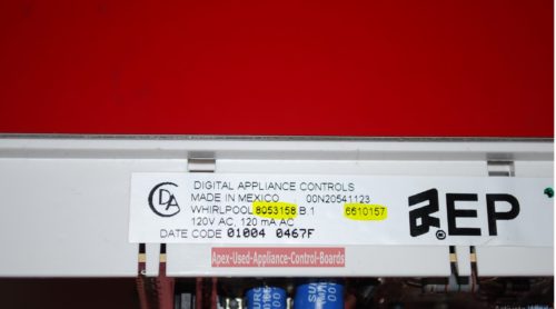 Part # 8053158, 6610157 Whirlpool Oven Electronic Control Board (used, overlay good)