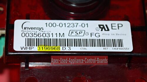 Part # 4453711 | 3196968 | Whirlpool Oven Control Board (overlay good - White)