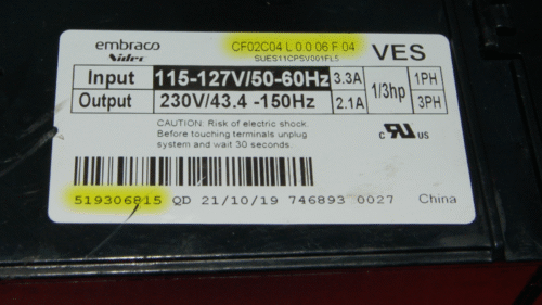 Embraco Refrigerator Electronic Control Unit 519306815 | CF02C04 L 0.0 06 F 04 | OEM Used Tested