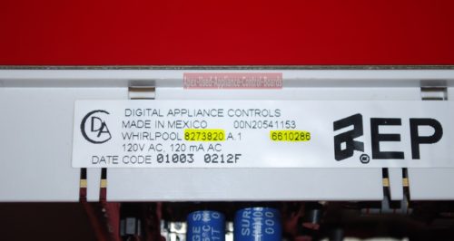 Part # 8273820, 6610286 Whirlpool Oven Electronic Control Board (used, overlay good)