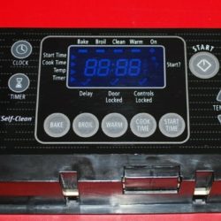 Part # 9762194 - $98 Whirlpool Gas Oven Control Board And Clock (used, overlay very good - Black)
