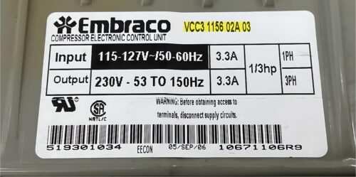 Whirlpool Refrigerator Control Unit VCC3 1156 02A 03 OEM Used Tested