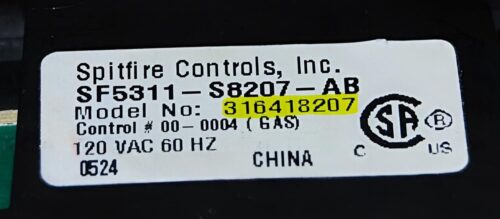 Part # 316557107 | 316418207 | Frigidaire Gas Oven Control Board (overlay fair - Black)