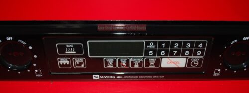 Part # 74004336, 74004332, 2614D073-09 Maytag Oven Panel And Range Control Board (used, overlay very good)