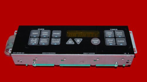 GE Oven Control Board And Overlay 205C2195G010 | WB27X5556 | OEM Used Tested (overlay fair - Black)