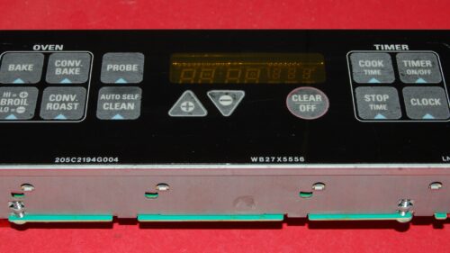 GE Oven Control Board And Overlay 205C2195G010 | WB27X5556 | OEM Used Tested (overlay fair - Black)