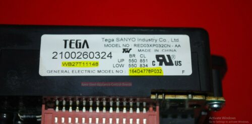Part # WB27T11148, 164D4778P032 GE Oven Electronic Control Board (used)