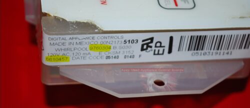 Part # 6610457, 9760304 Whirlpool Oven Electronic Control Board (used, overlay poor - Yellow)