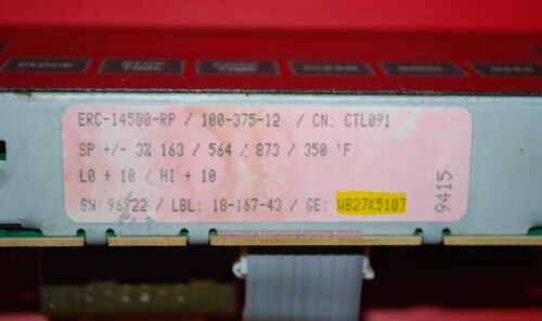 Part # WB27K5107, ERC-14500-RP GE Oven Electronic Control Board (used, overlay fair)